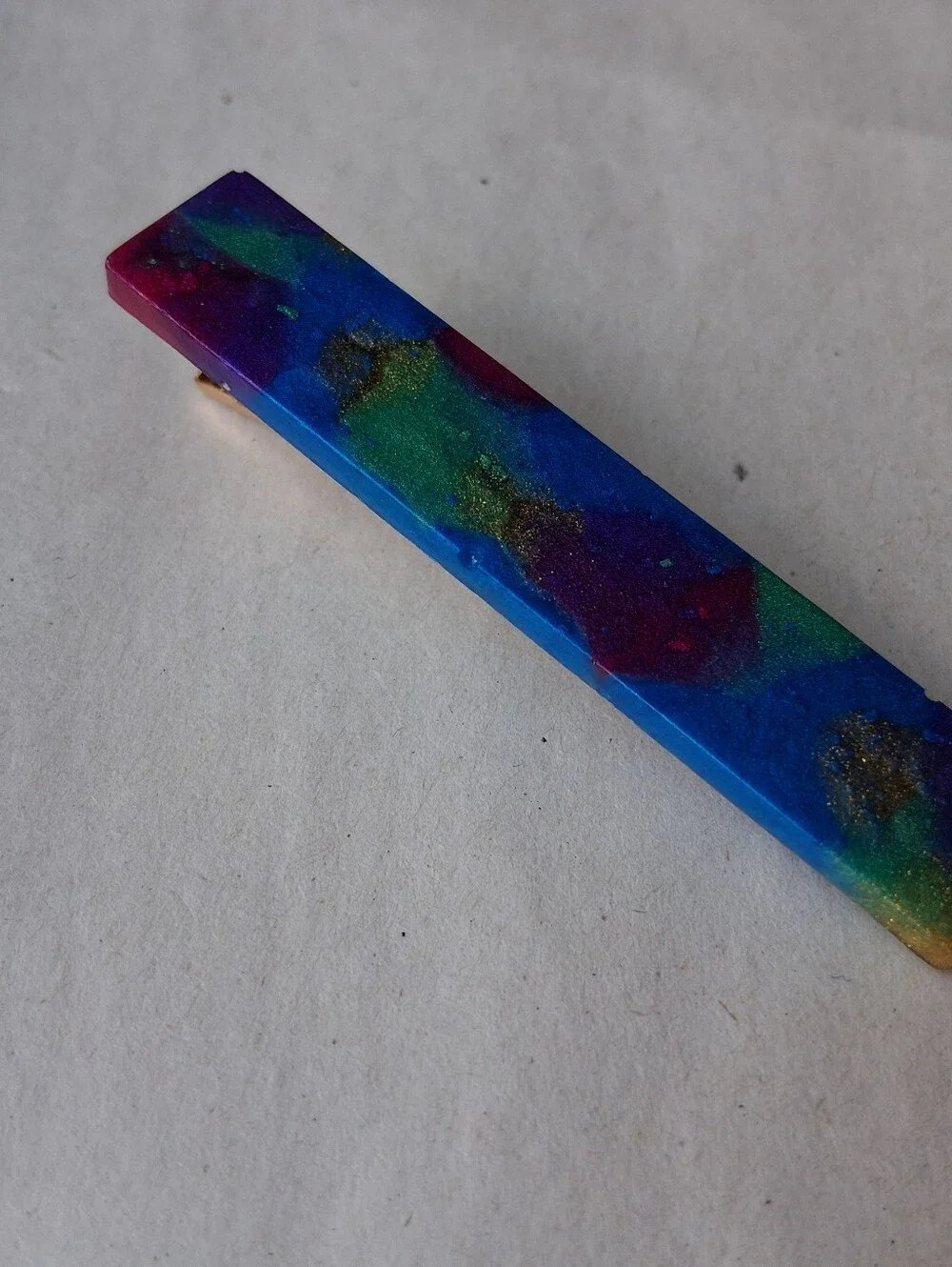 5/$25 Multicolor Resin Bar Hair Clip - Blue, Green, Purple